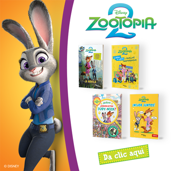 Banner Banner promocional del libro zootopia 2 de disney marzo