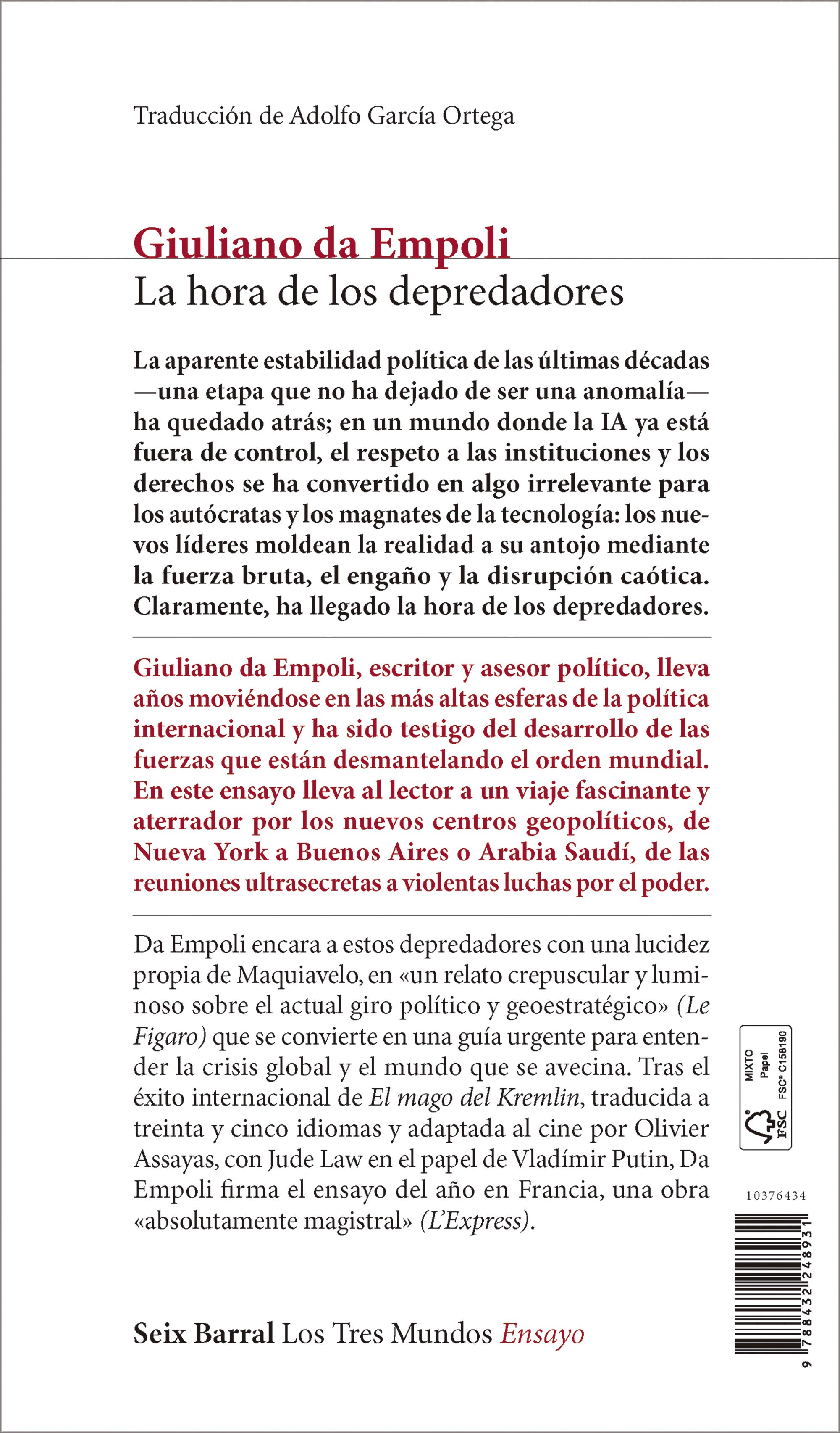 Miniatura contraportada La hora de los depredadores