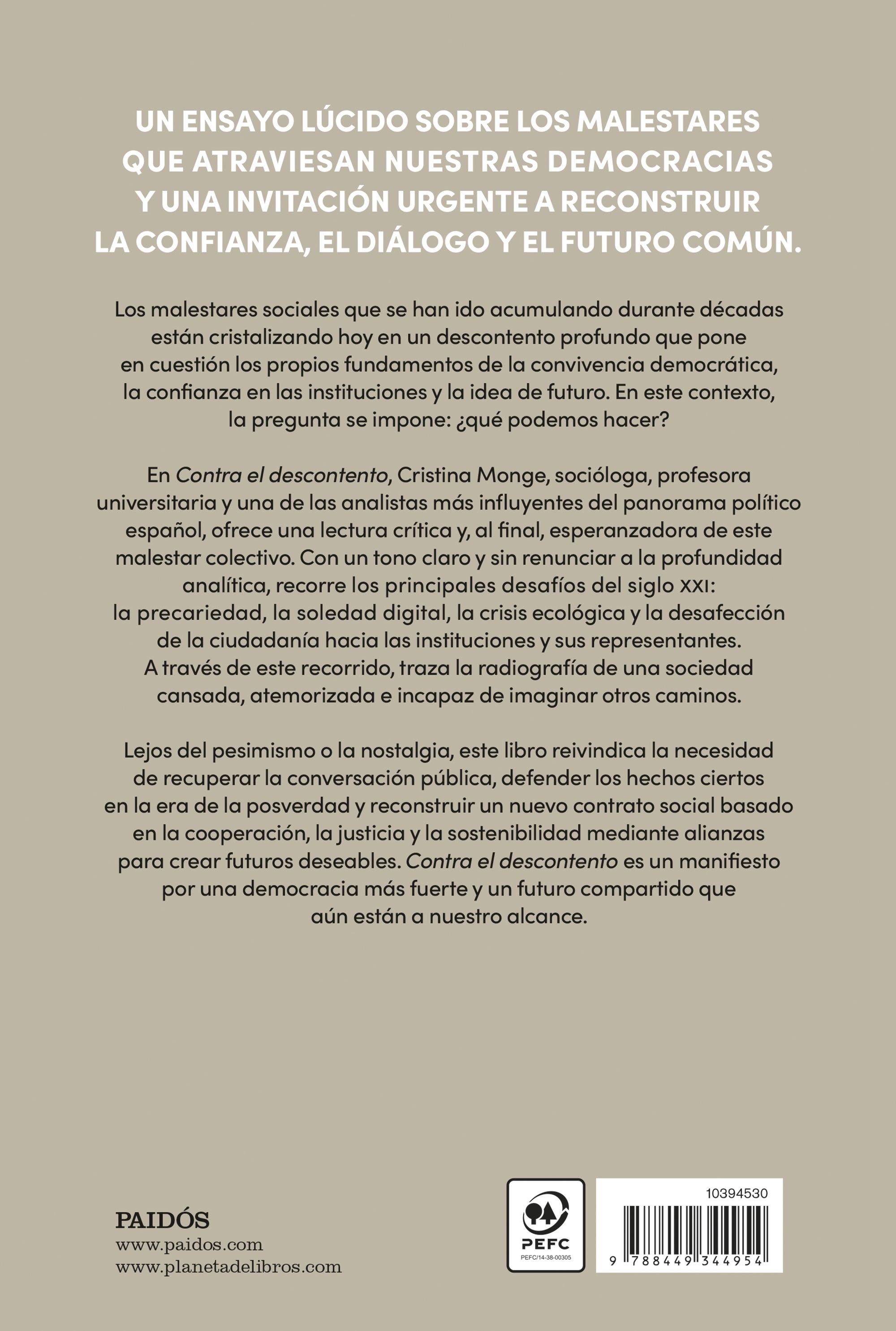 Miniatura contraportada Contra el descontento