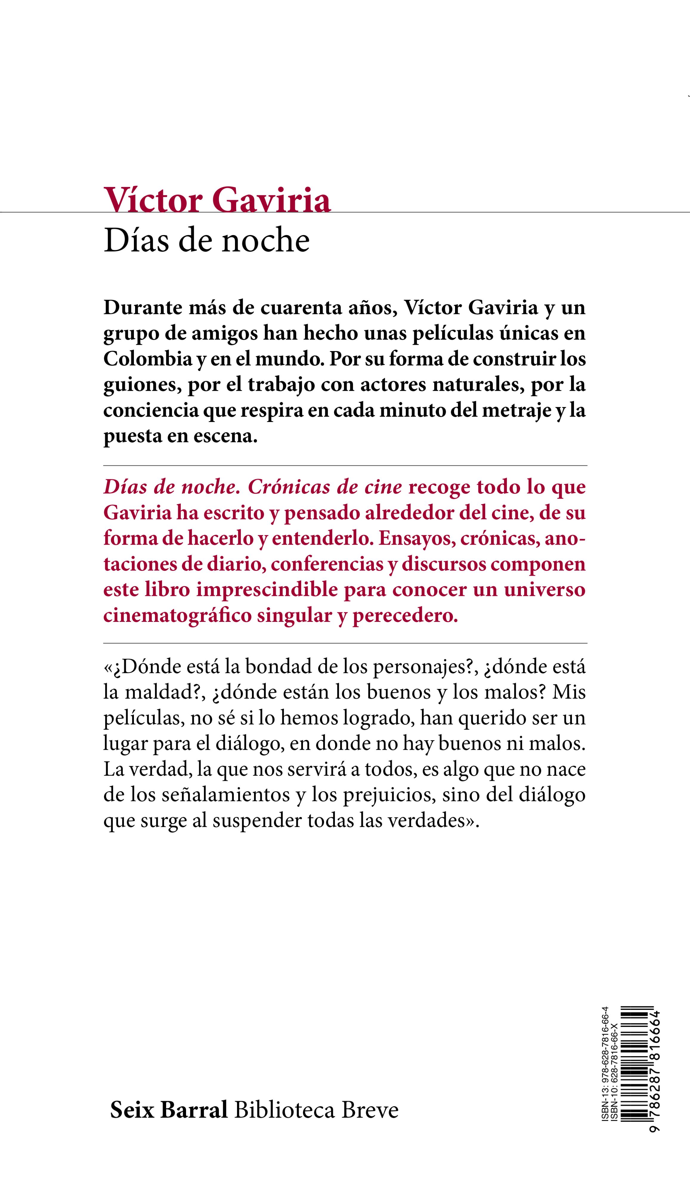 Miniatura contraportada Días de noche. Crónicas de cine