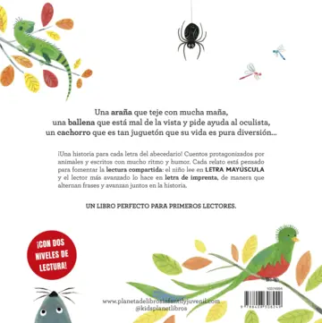 Contraportada Cuentos de la A a la Z. Lectura compartida con letra mayúscula y de imprenta