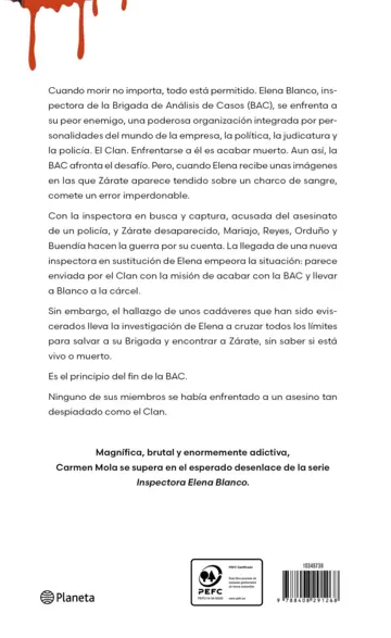 Contraportada El Clan (Inspectora Elena Blanco 5)