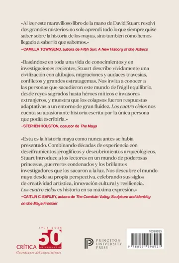 Contraportada Los cuatro cielos. Una nueva historia de la civilización maya