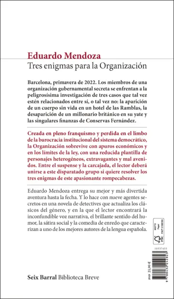 Contraportada Tres enigmas para la Organización