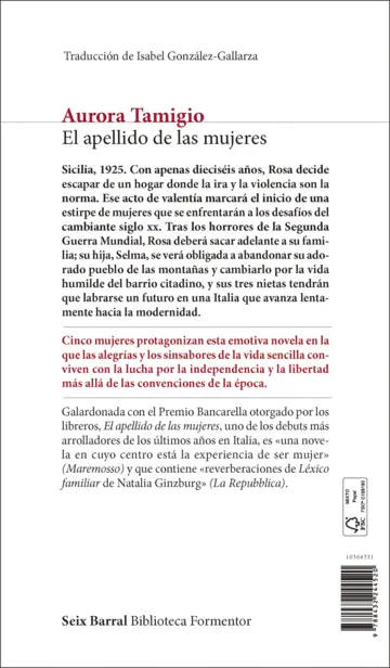 Contraportada El apellido de las mujeres