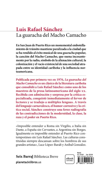 Contraportada La guaracha del macho Camacho (Spanish Edition)