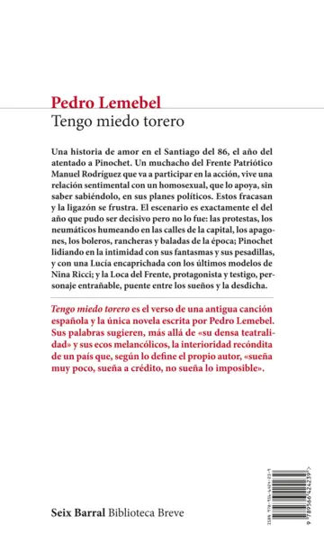 Contraportada Tengo miedo torero