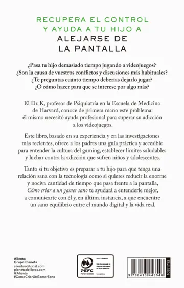 Contraportada Cómo criar a un gamer sano (Edición mexicana)