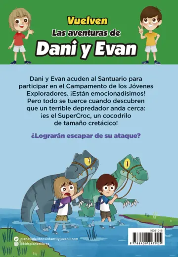 Contraportada Las aventuras de Dani y Evan 11. El ataque del supercroc