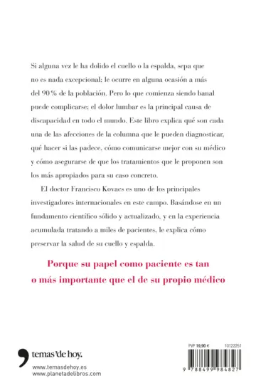 Contraportada El libro de la espalda