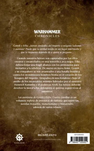 Contraportada Las aventuras de Gotrek y Félix Omnibus nº 04/06 (NE)