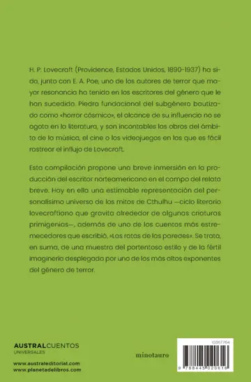 Contraportada Cuentos de H. P. Lovecraft