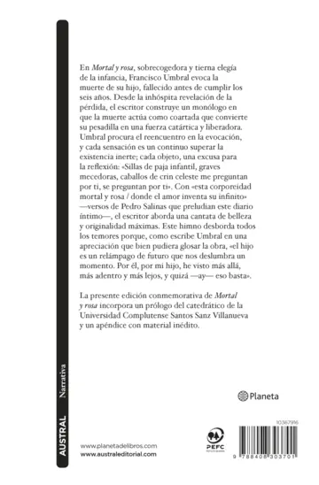 Contraportada Mortal y rosa (edición 50.º aniversario)
