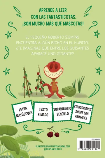 Contraportada Aprende a leer con Las Fantasticotas 10. Roberto y el bicho del huerto