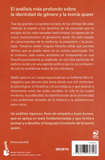 Contraportada Nadie nace en un cuerpo equivocado