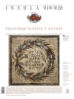 Portada Felicidad clásica y actual (Ínsula n° 919-920, julio-agosto de 2023)