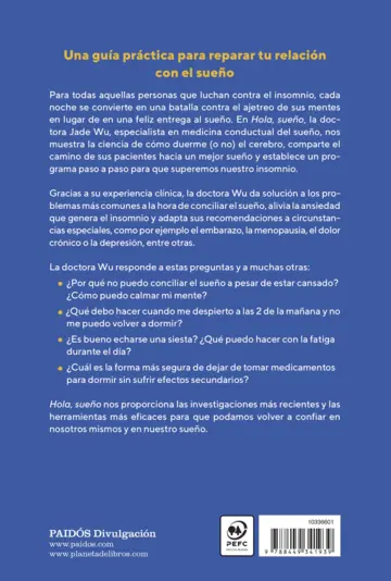 Contraportada Hola, sueño