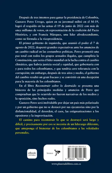 Contraportada Reconstruir sobre lo destruido