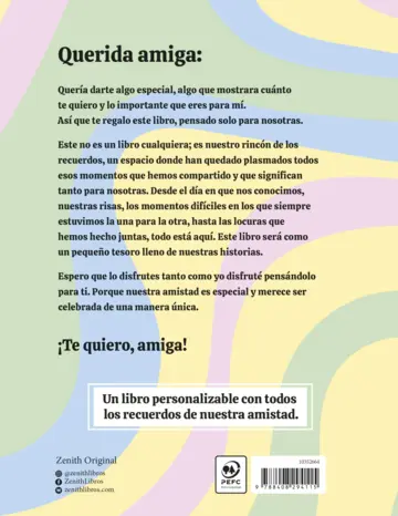 Contraportada Te quiero, amiga