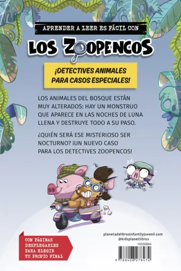 Contraportada Aprende a leer con... Los Detectives Zoopencos 3. Luna llena y el búho-lobo