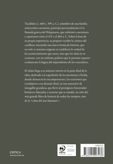 Contraportada Historia de la guerra del Peloponeso